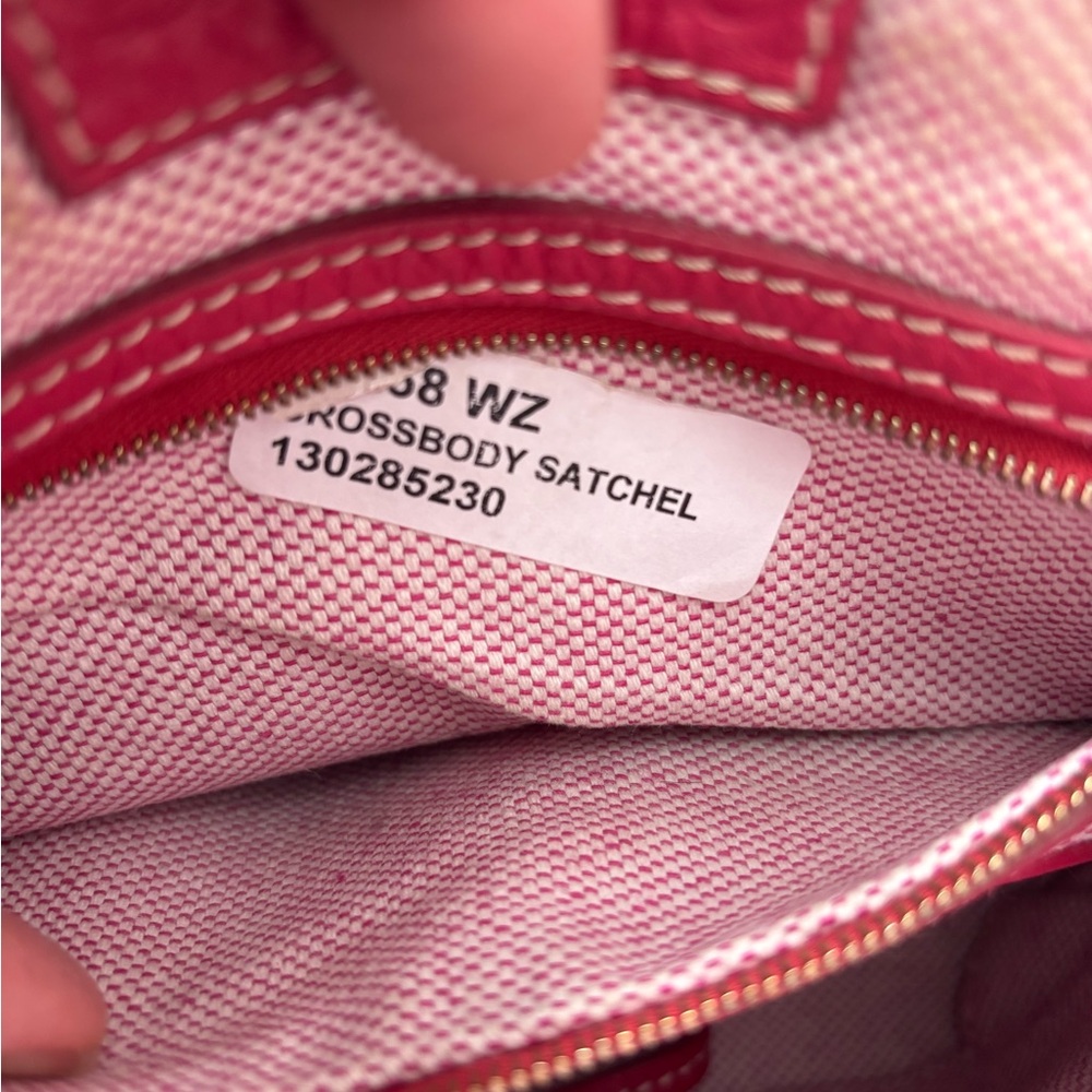 Dooney & Bourke Raspberry Hot Pink Leather Small Crossbody Satchel strap - Picture 10 of 16